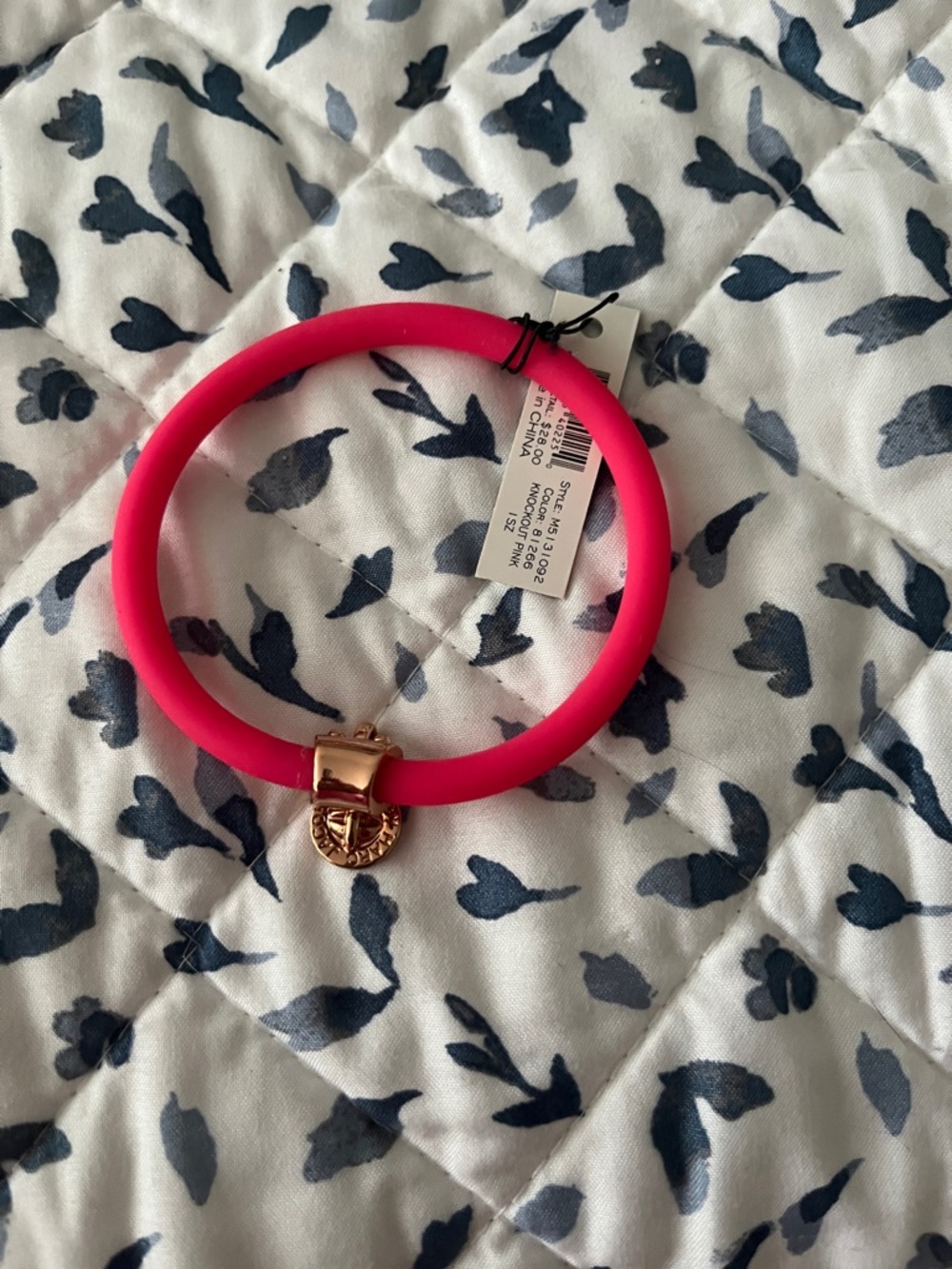 Marc by Marc Jacobs Hot Pink Silicone Bangle with Gold Charm